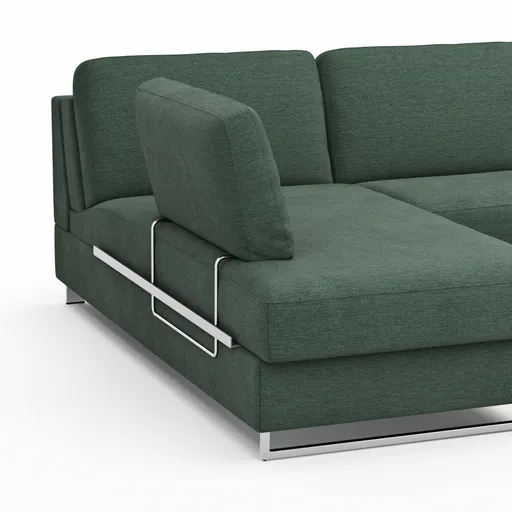 Ecksofa Nuoro - Longchair links mit 2-Sitzer inkl. Schlaffunktion und Bettkasten, Stoff, Dunkelgrün