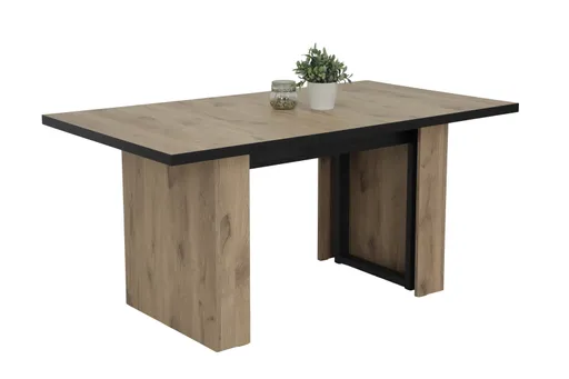 Esstisch - ausziehbar, LB ca. 160x90 cm, Viking Eiche Nachbildung, Schwarz