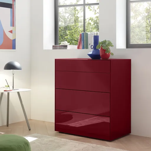 Kommode - B ca. 82 cm, Bordeauxrot