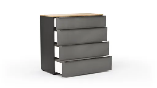Kommode Colorado Beimöbel - BHT ca. 90x87x43 cm, Dunkelgrau, Griffe schwarz