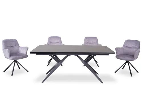 Esstisch MICHELA - ausziehbar, LB ca. 180x95 cm, Glaskeramik, Dunkelgrau