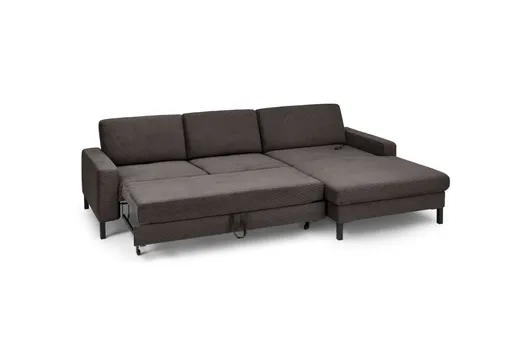 Ecksofa CALM MOVE 2.0 - 2,5-Sitzer mit Longchair rechts, Schlaffunktion, Feincord, Mocca