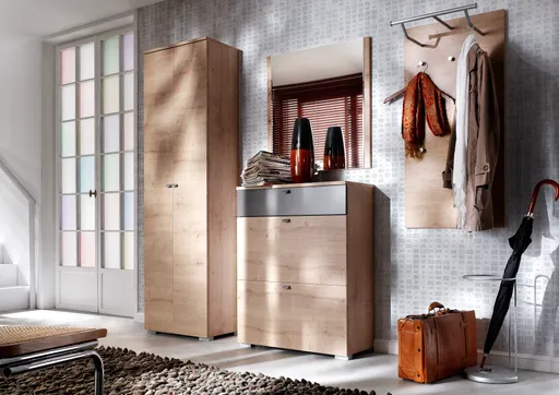 Garderobenset - Bardolino Eiche, Dekor, Frontabsetzung Lava Matt