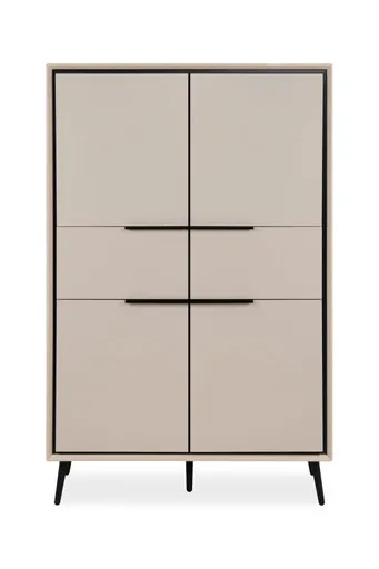 Highboard - B ca. 90 cm, Sand, Schwarz