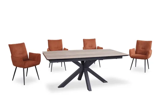 Esstisch MELANIA - ausziehbar, LB ca. 180x95 cm, Glaskeramik, Braun