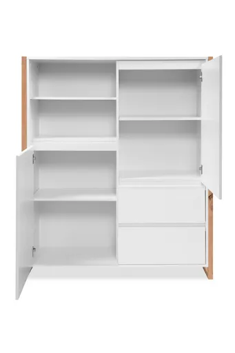 Highboard - B ca. 120 cm, Weiß, Artisan Eiche Nachbildung