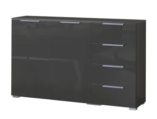 Kombikommode - B. ca. 120 cm, Farbglas Basalt