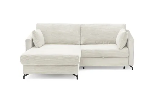 Ecksofa - 1,5-Sitzer, Ecke rechts inkl. Schlaffunktion und Bettkasten, Stoff, Beige