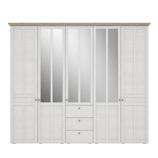Drehtürenschrank FALLA - B ca. 254 cm, Weiß, Eiche Dekor