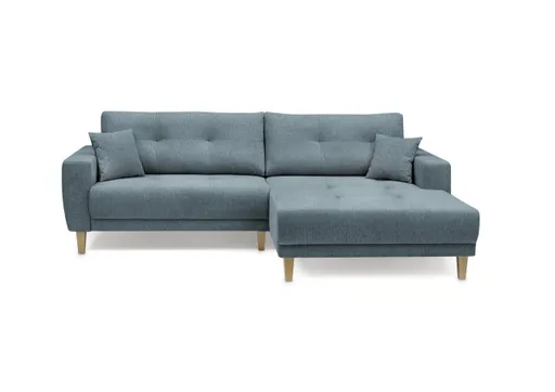 Ecksofa - 3-Sitzer, Ecke rechts inkl. elektrische Sitztiefenverstellung, Stoff, Azur