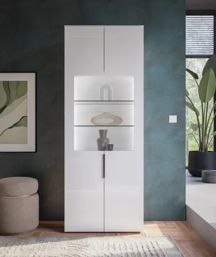 Vitrine- inkl. LED-Beleuchtung, Weiß