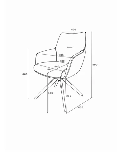 Armlehnstuhl MANON - drehbar, Stoff, Schwarz