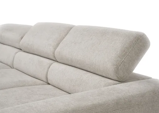 Ecksofa CHENOA - 2-Sitzer mit Longchair rechts, Sitzvorzug motorisch, Stoff, Natur