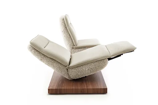 Sofa - 2-Sitzer, Relaxfunktion motorisch, Leder/Stoff Perlmutt
