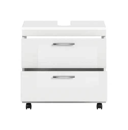 Waschbeckenunterschrank - B ca. 60 cm, Weiß, Weiß Hochglanz