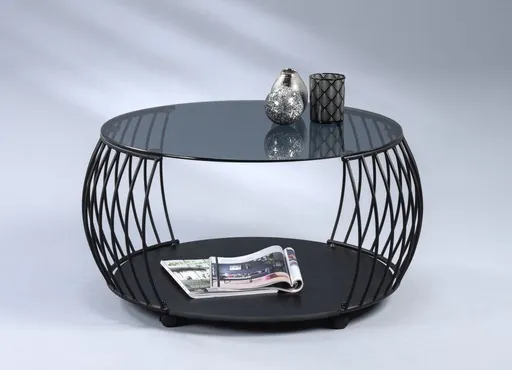 Couchtisch - Ø/H ca. 80x46 cm, Grau, Schwarz