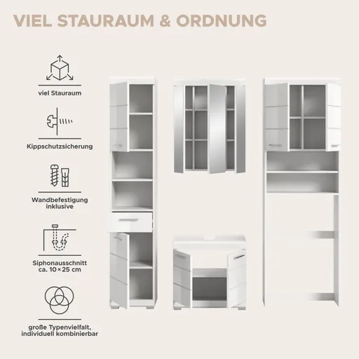 Badblock - 4-teilig, Weiß, Weiß Hochglanz