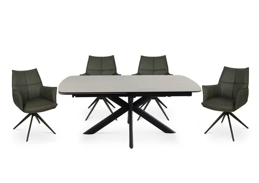 Esstisch MAXIE - ausziehbar, LB ca. 190x98 cm, Glaskeramik, Travertin farbig