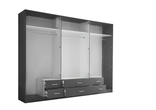 Drehtürenschrank- B ca. 271 cm, Graphit, Spiegel