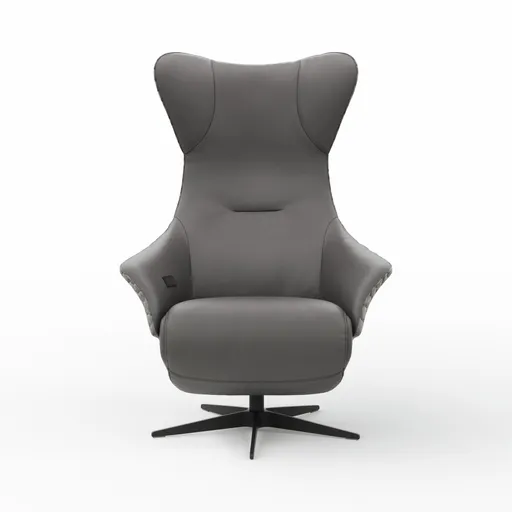 Relaxsessel Follina - Relaxfunktion (motorisch), Leder, Stoff, Grau