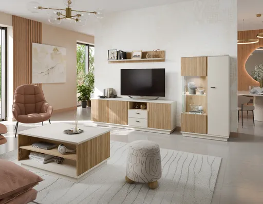 TV-Board - B ca. 200 cm, Kaschmir, Cremona Eiche Nachbildung
