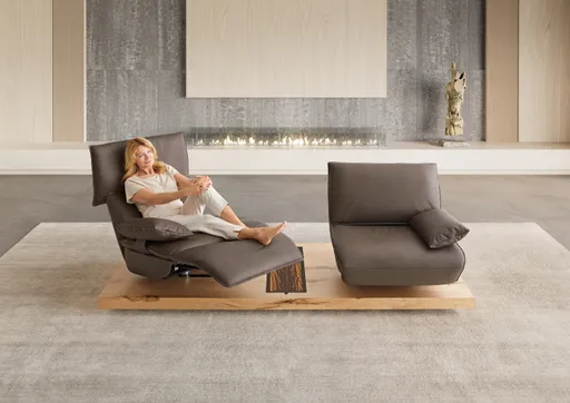 Sofa - 2-Sitzer, Relaxfunktion motorisch, Leder, Dunkelbraun