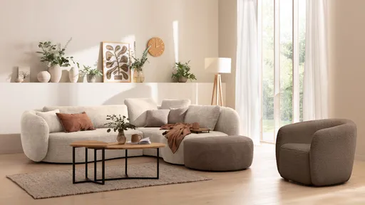 Anstellhocker Karasu - Stoff, Taupe