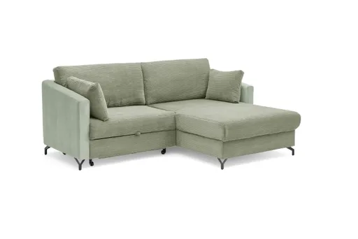 Ecksofa - 1,5-Sitzer, Ecke rechts inkl. Schlaffunktion und Bettkasten, Stoff, Grün