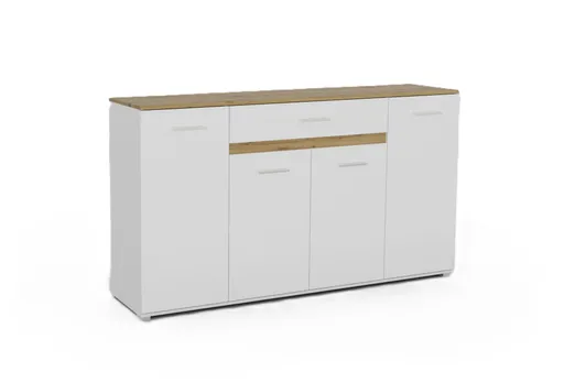 Sideboard- Weiß, Eiche Dekor