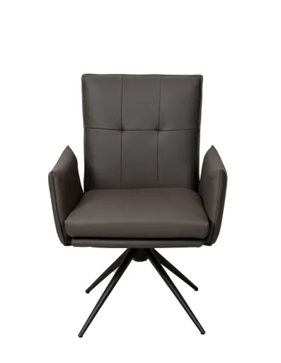 Armlehnstuhl MARCELLA - drehbar, Leder, Dunkelbraun