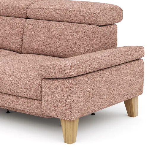 Ecksofa Hudson - Longchair links mit 2,5-Sitzer, inkl. Kopfteil verstellbar, Stoff, Kupfer