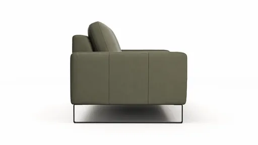 Sofa Enna - 3,5-Sitzer, Armlehne A, Leder, Olive, Kufe, Schwarz