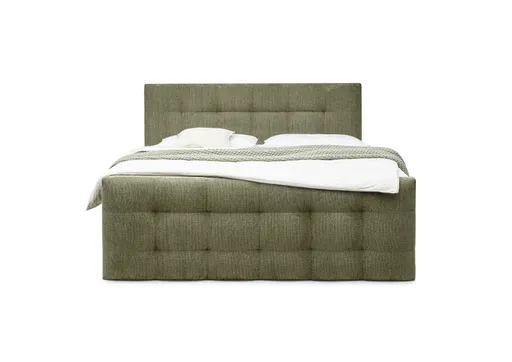 Boxspringbett SANDRIN- Liegefläche ca. 200x200 cm, Stoff, Grün,  inkl. Stauraum und Fußteil
