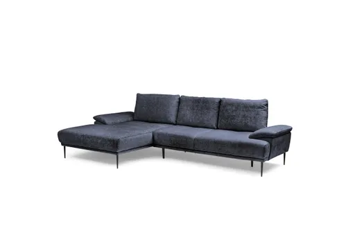 Ecksofa ENRIK - Ecke links, 2,5-Sitzer inkl. Sitztiefenverstellungen, Stoff, Navy