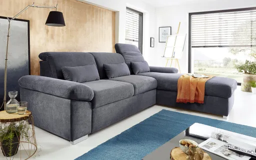 Ecksofa - 3-Sitzer, Ecke rechts inkl. Armteilverstellung in Microfaser Grau