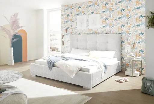 Bettgestell SANDRIN I- Liegefläche ca. 180x200 cm, Stoff, Weiß