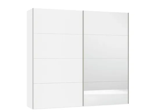 Schwebetürenschrank JOIN IT- B ca. 252 cm., Weiß, Glas, Weis, Spiegel