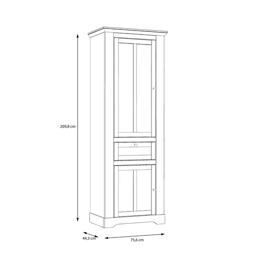 Vitrine FALLA - mit Beleuchtung, Weiß, Eiche Dekor