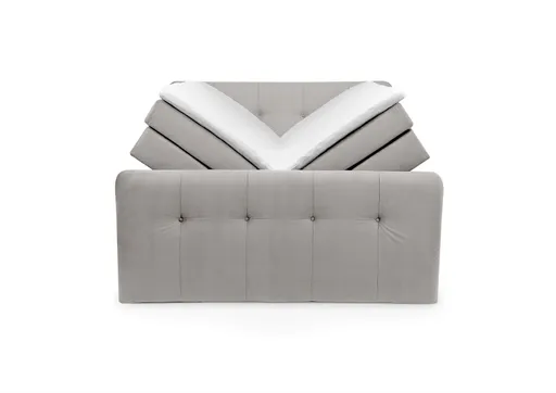 Boxspringbett HOLLIE- Liegefläche ca. 180x200 cm, Stoff, Beige, inkl. Topper