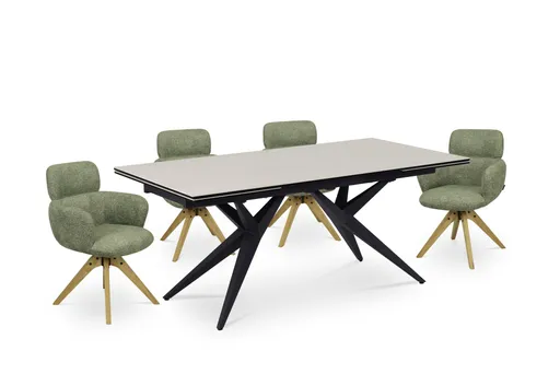 Esstisch MICHELA - ausziehbar, LB ca. 180x95 cm, Glaskeramik, Travertin farbig