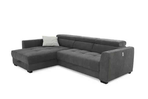 Ecksofa - 2-Sitzer, Ecke rechts, Stoff, Dunkelgrau