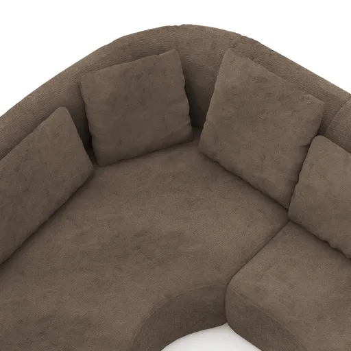 Ecksofa Karasu - Ottomane links mit 3-Sitzer rechts, Stoff, Taupe