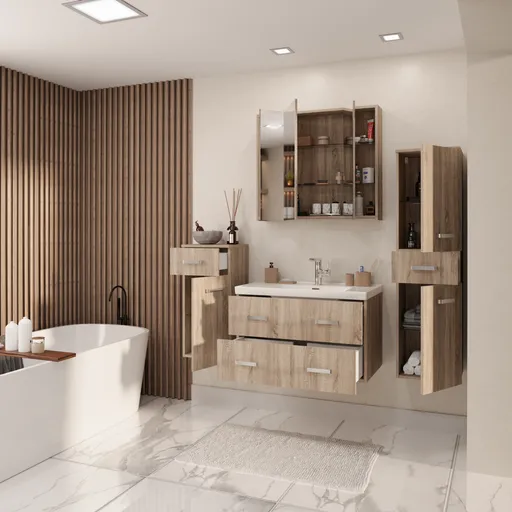 Badblock- B ca. 151 cm, Eiche Dekor