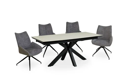 Esstisch MELANIA - ausziehbar, LB ca. 180x95 cm, Glaskeramik, Travertin farbig