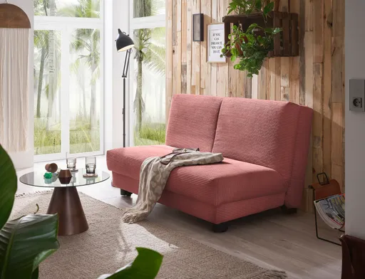 Schlafsofa EASY Optik A - 2-Sitzer ohne Armlehne, 140 cm inkl. Schlaffunktion, Cord, Rot
