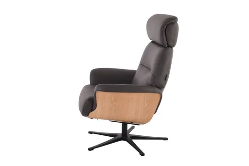 TV-Sessel MOANI mit Hocker - drehbar, Kopfteilverstellung, Leder, Dunkelbraun