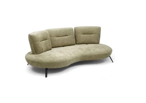 Nierensofa PACEY - 3-Sitzer inkl. Schwenkrücken, Stoff, Olive