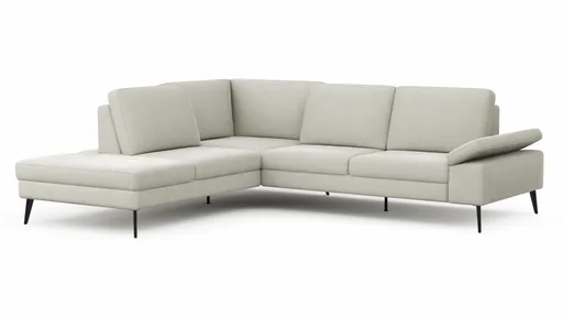 Ecksofa Houston - 1-Sitzer mit Abschlussteil links, Eckelement und 2,5-Sitzer rechts, inkl. Sitztiefenverstellung und Armlehne klappbar, Stoff, Natur