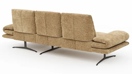 Ecksofa Lucero 2.0 - 2-Sitzer mit Longchair rechts inkl. Rückenlehne verstellbar, Stoff, Cognac