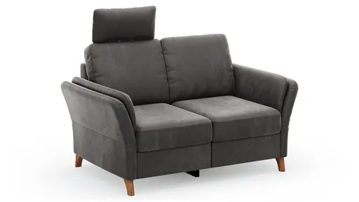 Sofa Vayra - 2-Sitzer, inkl. Relaxfunktion (motorisch) und Kopfstütze verstellbar (manuell), Stoff, Anthrazit